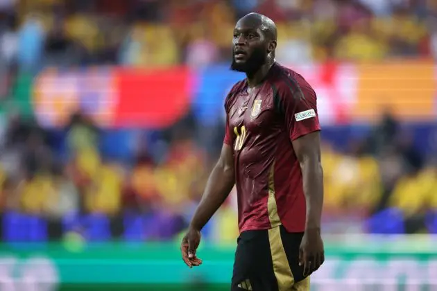 COLOGNE, GERMANY - JUNE 22: Romelu Lukaku of Belgium reacts during the UEFA EURO 2024 group stage match between Belgium and Romania at Cologne Stadium on June 22, 2024 in Cologne, Germany. (Photo by Alex Grimm/Getty Images)