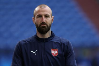 Serbia goalkeeper #23 Vanja Milinkovic-Savic attends a MD-1 training session during the UEFA Euro 2024 football Championship, in Gelsenkirchen on June 15, 2024. (Photo by Adrian DENNIS / AFP) (Photo by ADRIAN DENNIS/AFP via Getty Images)