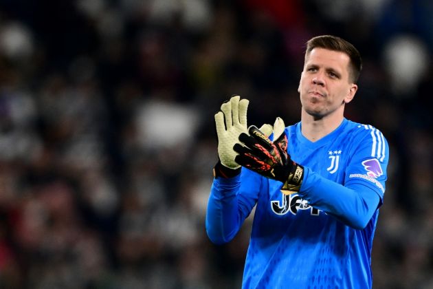 Juventus goalkeeper Wojciech Szczesny reacts during the Italian Serie A football match between Juventus and Atalanta at the Allianz Stadium in Turin, on March 10, 2024. 0, 2024. (Photo by MARCO BERTORELLO / AFP) (Photo by MARCO BERTORELLO/AFP via Getty Images)