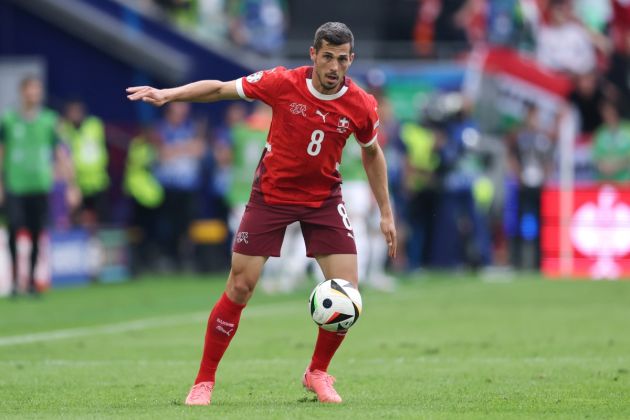 COLOGNE, GERMANY - JUNE 15: Remo Freuler of Switzerland controls the ball during the UEFA EURO 2024 group stage match between Hungary and Switzerland at Cologne Stadium on June 15, 2024 in Cologne, Germany. (Photo by Alex Grimm/Getty Images)