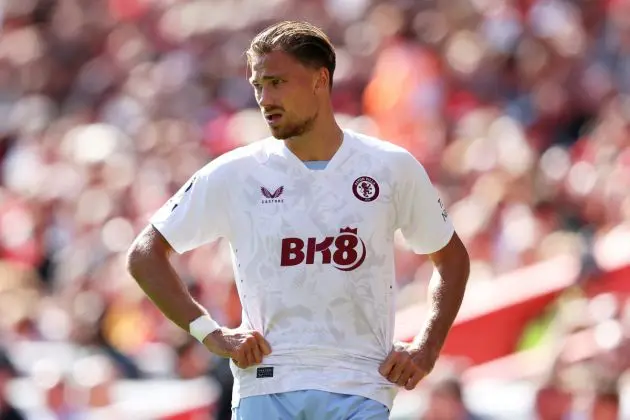 LIVERPOOL, ENGLAND - SEPTEMBER 03: Matty Cash of Aston Villa looks on during the Premier League match between Liverpool FC and Aston Villa at Anfield on September 03, 2023 in Liverpool, England. (Photo by Matt McNulty/Getty Images)