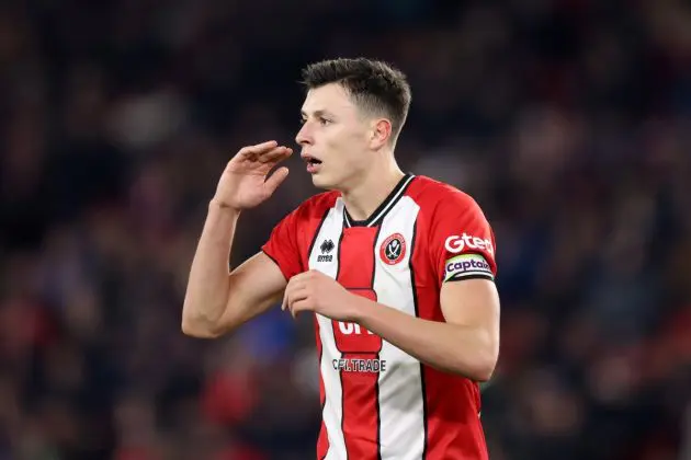 SHEFFIELD, ENGLAND - DECEMBER 26: Anel Ahmedhodzic of Sheffield United looks dejected during the Premier League match between Sheffield United and Luton Town at Bramall Lane on December 26, 2023 in Sheffield, England. (Photo by George Wood/Getty Images)