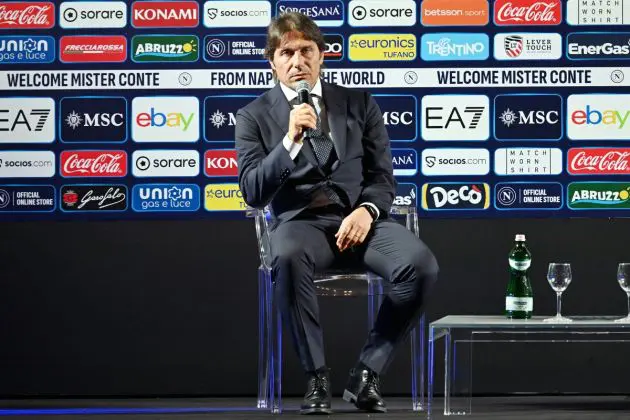 NAPLES, ITALY - JUNE 26: Antonio Conte new SSC Napoli head coach during SSC Napoli new manager unveiling on June 26, 2024 in Naples, Italy. (Photo by Francesco Pecoraro/Getty Images)