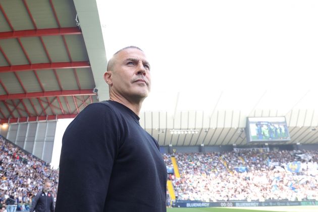 UDINE, ITALY - MAY 19: Fabio Cannavaro manager of Udinese Calcio looks on during the Serie A TIM match between Udinese Calcio and Empoli FC at Dacia Arena on May 19, 2024 in Udine, Italy.(Photo by Gabriele Maltinti/Getty Images)