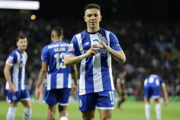 FC Porto's Pepe celebrates after scoring the 2-0 goal during the Portuguese First League soccer match between FC Porto and Sporting CP, in Porto, Portugal, 28 April 2024. EPA-EFE/MANUEL FERNANDO ARAUJO