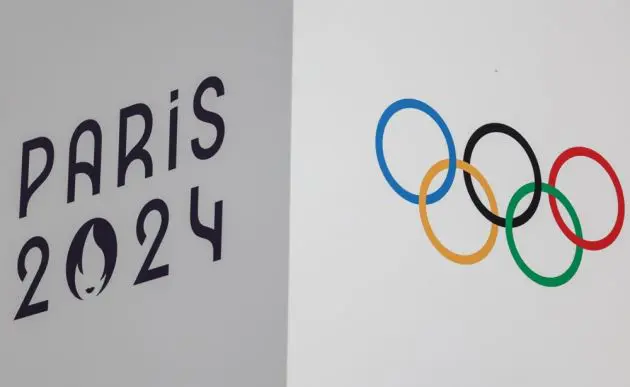 The Olympic rings and the 2024 Olympics logo are seen at the Athletes' Village of the Paris 2024 Olympic Games in Saint Denis, France, 23 July 2024. The Summer Olympics are scheduled to take place from 26 July to 11 August 2024 in Paris. EPA-EFE/Mohammed Badra