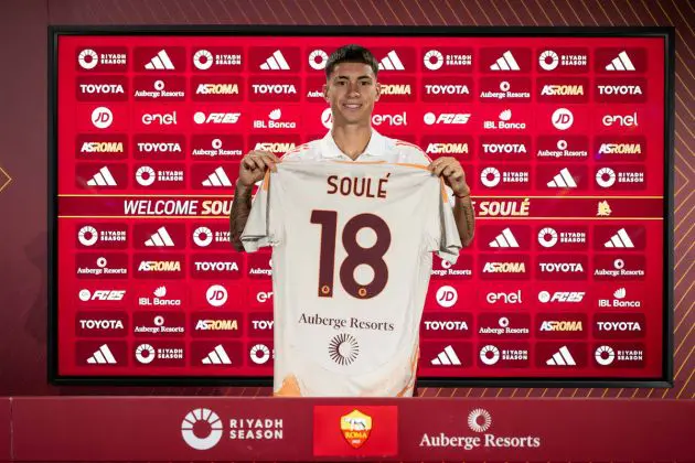 Matias Soule officially joins AS Roma in permanent deal from Juventus (July 30, 2024).