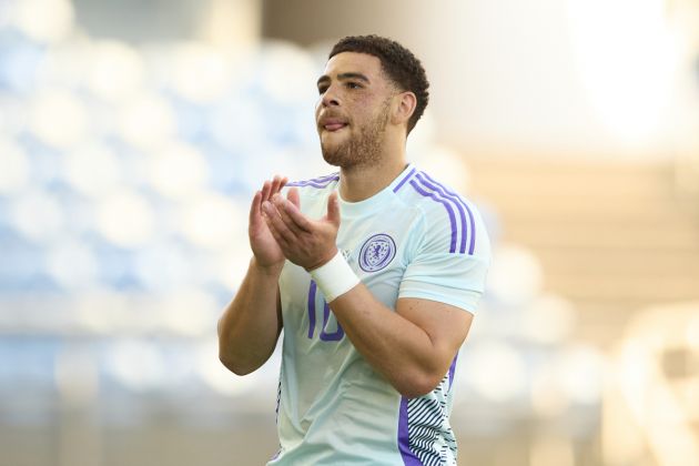 FARO, PORTUGAL - JUNE 03: Che Adams of Scotland reac during the international friendly match between Gibraltar and Scotland at Estadio Algarve on June 03, 2024 in Faro, Portugal. (Photo by Fran Santiago/Getty Images)