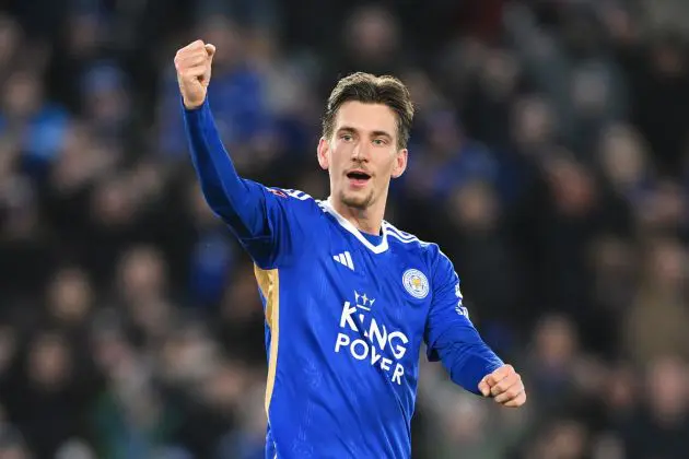 LEICESTER, ENGLAND - JANUARY 27: Dennis Praet of Leicester City celebrates scoring his team's third goal during the Emirates FA Cup Fourth Round match between Leicester City and Birmingham City at The King Power Stadium on January 27, 2024 in Leicester, England. (Photo by Michael Regan/Getty Images)