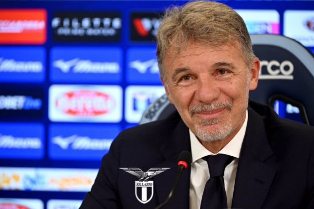 New Lazio coach Marco Baroni during his first press conference/official unveiling on July 8, 2024.