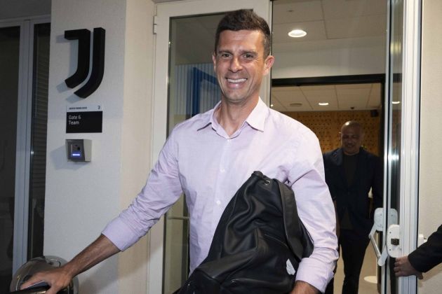 Thiago Motta arrives for first day in charge of Juventus.