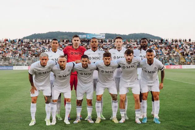 Napoli line-up for third pre-season friendly under Antonio Conte against KF Egnatia (July 28, 2024).