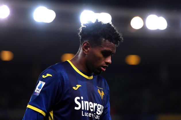 VERONA, ITALY - APRIL 20: Juan Cabal of Hellas Verona during the Serie A TIM match between Hellas Verona FC and Udinese Calcio at Stadio Marcantonio Bentegodi on April 20, 2024 in Verona, Italy.(Photo by Alessandro Sabattini/Getty Images) (Photo by Alessandro Sabattini/Getty Images)