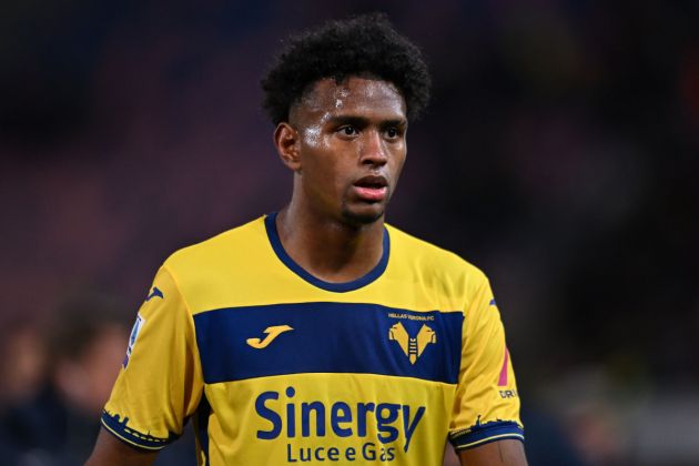 BOLOGNA, ITALY - FEBRUARY 23: Juan Cabal of Hellas Verona during the Serie A TIM match between Bologna FC and Hellas Verona FC - Serie A TIM at Stadio Renato Dall'Ara on February 23, 2024 in Bologna, Italy. (Photo by Alessandro Sabattini/Getty Images)