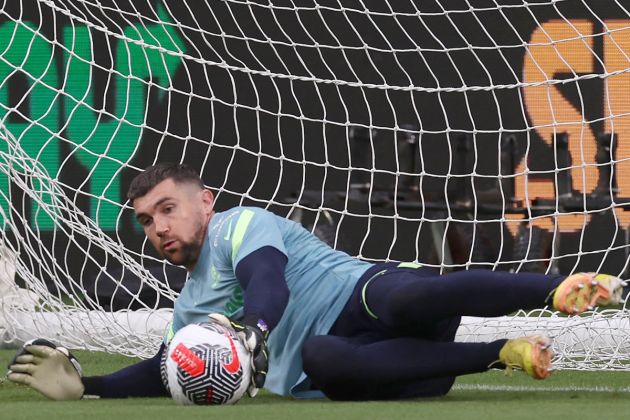 Australia's goalkeeper Mathew Ryan takes part in a training session at the CommBank Stadium in Sydney on March 20, 2024, ahead of the 2026 World Cup football qualifying match between Australia and Lebanon to be played on March 21. (Photo by Saeed KHAN / AFP) / -- IMAGE RESTRICTED TO EDITORIAL USE - STRICTLY NO COMMERCIAL USE -- (Photo by SAEED KHAN/AFP via Getty Images)