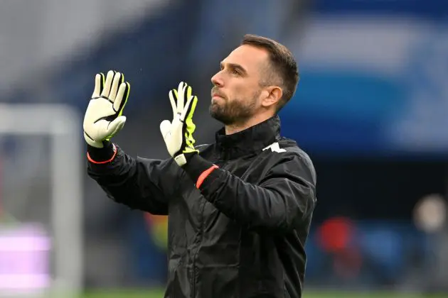 MARSEILLE, FRANCE - MAY 02: Pau Lopez of Marseille gestures as he warms up prior to the UEFA Europa League 2023/24 Semi-Final first leg match between Olympique de Marseille and Atalanta BC at Stade de Marseille on May 02, 2024 in Marseille, France. (Photo by Chris Ricco/Getty Images)