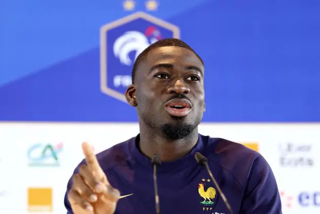 France's midfielder #19 Youssouf Fofana addresses a press conference during the UEFA Euro 2024 Football Championship at the Home Deluxe Arena Stadium in Paderborn, western Germany, on July 7, 2024. (Photo by FRANCK FIFE / AFP) (Photo by FRANCK FIFE/AFP via Getty Images)