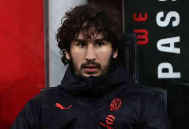 MILAN, ITALY - NOVEMBER 13: Yacine Adli of AC Milan looks on before the Serie A match between AC Milan and ACF Fiorentina at Stadio Giuseppe Meazza on November 13, 2022 in Milan, Italy. (Photo by Marco Luzzani/Getty Images)