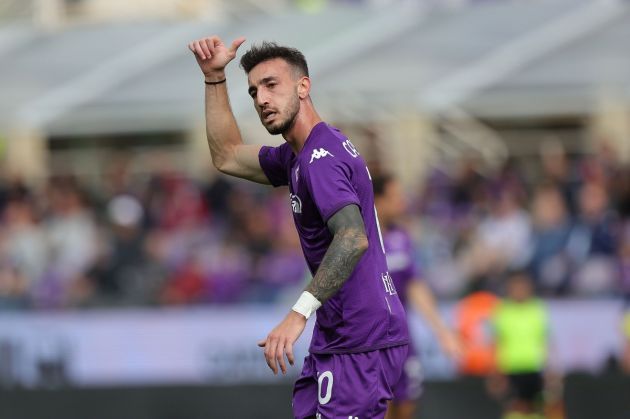 FLORENCE, ITALY - MAY 14: Gaetano Castrovilli of ACF Fiorentina gestures during the Serie A match between ACF Fiorentina and Udinese Calcio at Stadio Artemio Franchi on May 14, 2023 in Florence, Italy. (Photo by Gabriele Maltinti/Getty Images)