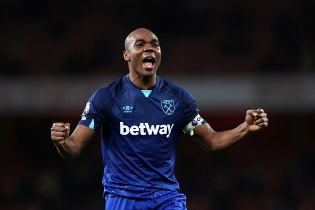 LONDON, ENGLAND - DECEMBER 28: Angelo Ogbonna of West Ham celebrates victory after the Premier League match between Arsenal FC and West Ham United at Emirates Stadium on December 28, 2023 in London, England. (Photo by Catherine Ivill/Getty Images)