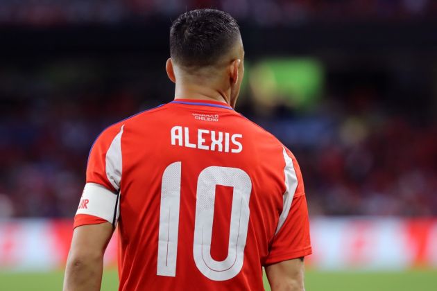 ORLANDO, FLORIDA - JUNE 29: Alexis Sanchez of Chile looks on during the CONMEBOL Copa America 2024 Group A match between Canada and Chile at Inter&Co Stadium on June 29, 2024 in Orlando, Florida. (Photo by Leonardo Fernandez/Getty Images)