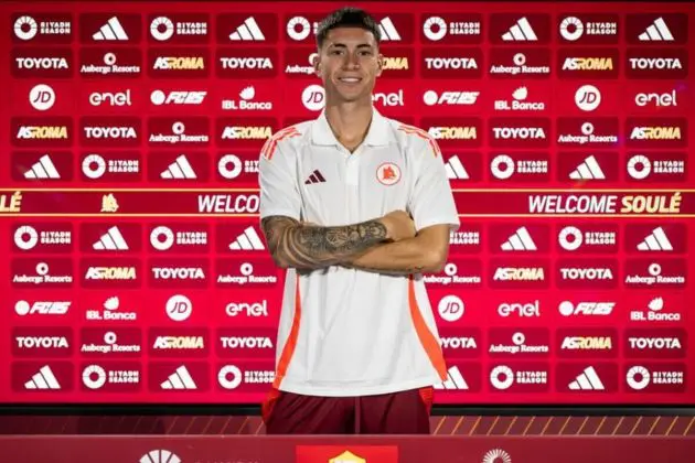 Matias Soule officially joins AS Roma in permanent deal from Juventus (July 30, 2024).