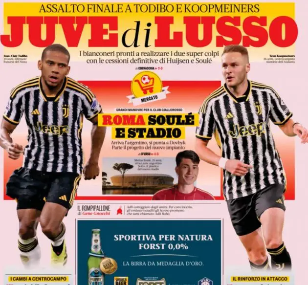 Gazzetta short, Roma and Juventus