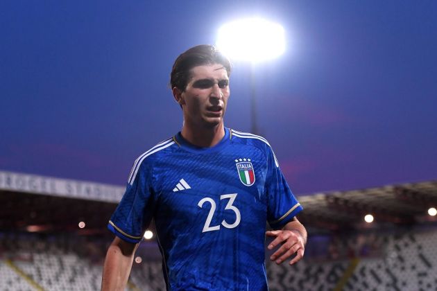 CESENA, ITALY - MARCH 22: Juventus midfielder Fabio Miretti of Italy U21 gestures during the UEFA Under21 EURO Qualifier match between Italy U21 and Latvia U21 at Dino Manuzzi Stadium on March 22, 2024 in Cesena, Italy. (Photo by Alessandro Sabattini/Getty Images)