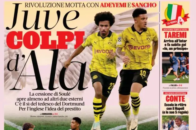 Gazzetta front, July 14, Juventus BVB wingers