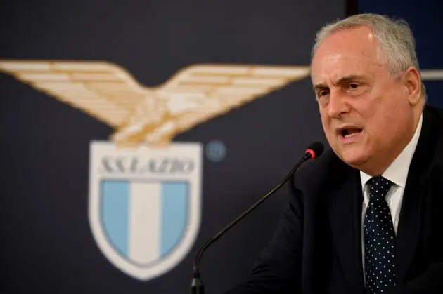 ROME, ITALY - JULY 08: SS Lazio President Claudio Lotito attends a press conference at the Formello Sport Centre on July 08, 2024 in Rome, Italy. (Photo by Marco Rosi - SS Lazio/Getty Images)