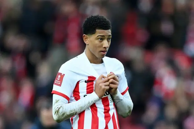 SUNDERLAND, ENGLAND - JANUARY 06: Jobe Bellingham of Sunderland looks dejected after the team's defeat during the Emirates FA Cup Third Round match between Sunderland and Newcastle United at Stadium of Light on January 06, 2024 in Sunderland, England. (Photo by Michael Regan/Getty Images)