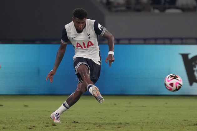 TOKYO, JAPAN - JULY 27: Emerson Royal of Tottenham Hotspur in action during the match between Vissel Kobe and Tottenham Hotspur at National Stadium on July 27, 2024 in Tokyo, Japan. (Photo by Masashi Hara/Getty Images)