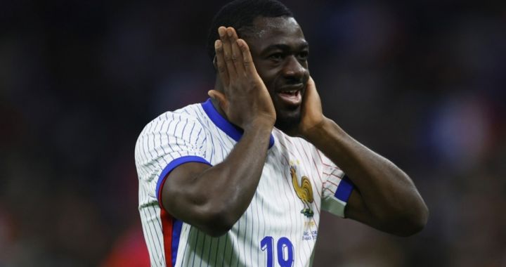 oussouf Fofana of France celebrates after scoring during the friendly international soccer match between France and Chile in Marseille, France, 26 March 2024. EPA-EFE/GUILLAUME HORCAJUELO