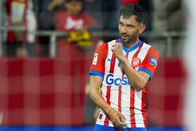 Girona's midfielder Ivan Martin celebrates after scoring the 2-0 lead during the Spanish LaLiga soccer match between Girona FC and Cadiz CF, in Girona, Spain, 20 April 2024. EPA-EFE/Siu Wu (Napoli links)