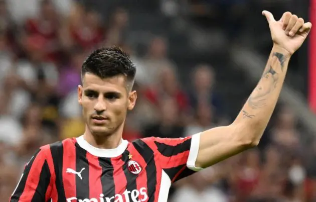 AC Milan’s forward Alvaro Morata reacts during the 'Silvio Berlusconi'-Trophy soccer match between AC Milan and Monza at the Giuseppe Meazza stadium in Milan, Italy, 13 August 2024. EPA-EFE/DANIEL DAL ZENNARO