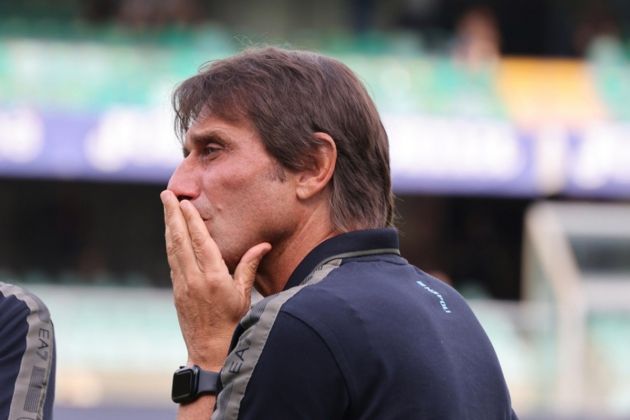 Napoli's head Coach Antonio Conte looks on during the Italian Serie A soccer match Hellas Verona vs Napoli at the Marcantonio Bentegodi stadium in Verona, Italy, 18 August 2024. EPA-EFE/FILIPPO VENEZIA