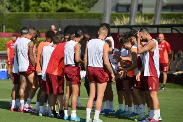 Roma players in training ahead of Juventus clash in Serie A (August 28, 2024)