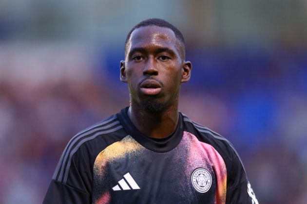 SHREWSBURY, ENGLAND - JULY 23: Boubakary Soumare of Leicester City looks on during the pre-season friendly match between Shrewsbury Town and Leicester City at Croud Meadow on July 23, 2024 in Cheltenham, England. (Photo by Dan Istitene/Getty Images)