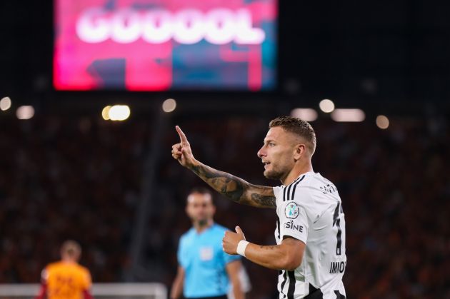 ISTANBUL, TURKEY - AUGUST 3: Ciro Immobile of Besiktas celebrates after scoring his tam's first goal during the Turkish Super League match between Galatasaray and Besiktas at Ataturk Olympic Stadium on August 3, 2024 in Istanbul, Turkey. (Photo by Ahmad Mora/Getty Images)