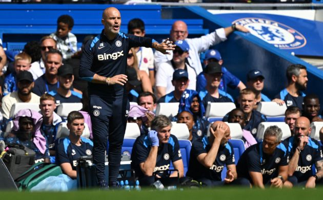 Chelsea's Italian head coach Enzo Maresca shouts instructions to the players from the touchline during the pre-season friendly football match between Chelsea and Inter Milan at the Stamford Bridge stadium in London on August 11, 2024. (Photo by JUSTIN TALLIS / AFP) (Photo by JUSTIN TALLIS/AFP via Getty Images)