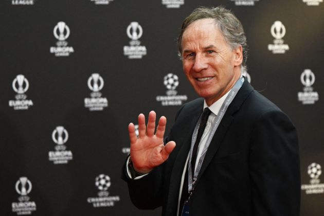 AC Milan's Italian Honorary vice-president and former player Franco Baresi arrives for the draw ceremony for the 2022-2023 UEFA Champions League football tournament in Istanbul on August 25, 2022. (Photo by OZAN KOSE / AFP) (Photo by OZAN KOSE/AFP via Getty Images)