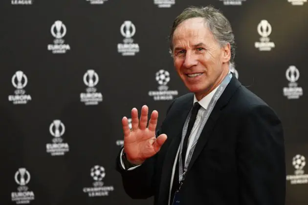 AC Milan's Italian Honorary vice-president and former player Franco Baresi arrives for the draw ceremony for the 2022-2023 UEFA Champions League football tournament in Istanbul on August 25, 2022. (Photo by OZAN KOSE / AFP) (Photo by OZAN KOSE/AFP via Getty Images)