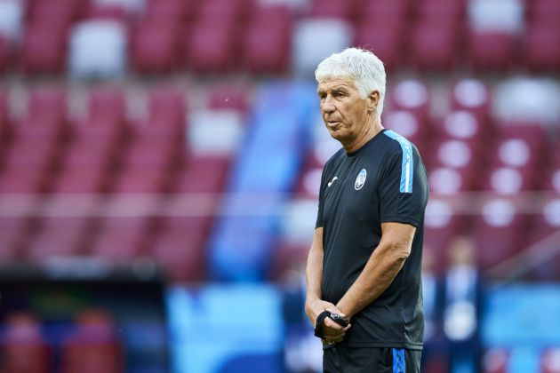 WARSAW, POLAND - AUGUST 13: Gian Piero Gasperini coach of Atalanta Bergamo during a training session before UEFA Super Cup 2024 at National Stadium on August 13, 2024 in Warsaw, Poland. (Photo by Adam Nurkiewicz/Getty Images)