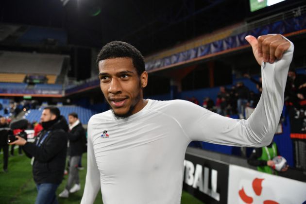 Nice's French defender #06 Jean-Clair Todibo celebrates victory after the French Cup round of 16 football match between Montpellier Herault SC (L1) and OGC Nice (L1) at the Mosson Stadium in Montpellier, southstern France, on February 7, 2024. (Photo by Sylvain THOMAS / AFP) (Photo by SYLVAIN THOMAS/AFP via Getty Images)