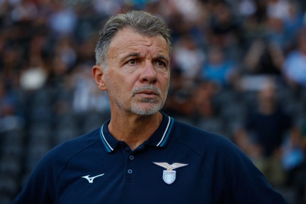 UDINE, ITALY - AUGUST 24: Manager of Lazio Marco Baroni before kick off at the Serie A match between Udinese and SS Lazio at Stadio Friuli on August 24, 2024 in Udine, Italy. (Photo by Timothy Rogers/Getty Images)