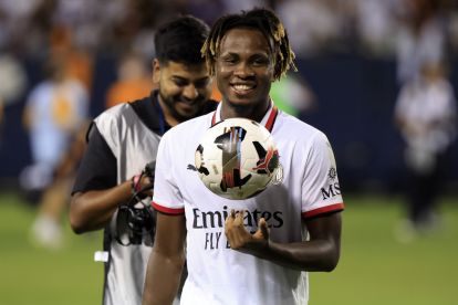 CHICAGO, ILLINOIS - JULY 31: Samuel Chukwueze of AC Milan reacts after winning during a Pre-Season Friendly match between AC Milan and Real Madrid at Soldier Field Stadium on July 31, 2024 in Chicago, Illinois. (Photo by Justin Casterline/Getty Images)