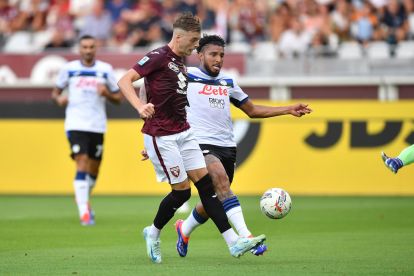 TURIN, ITALY - AUGUST 25: Samuele Ricci of Torino scores a goal during the Serie A match between Torino and Atalanta at Stadio Olimpico di Torino on August 25, 2024 in Turin, Italy. (Photo by Valerio Pennicino/Getty Images)