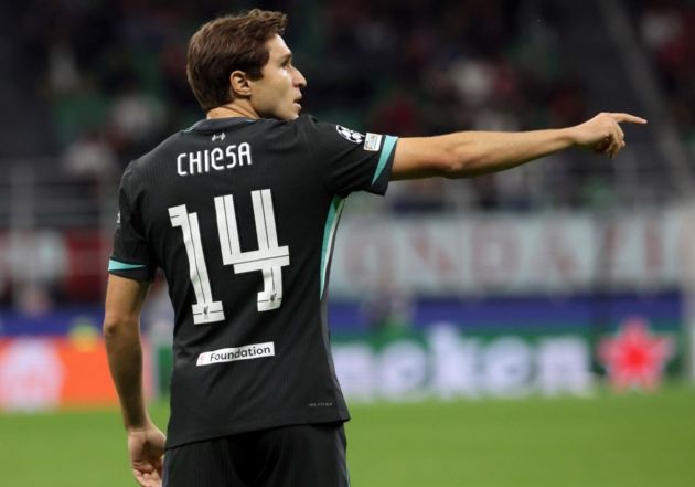 Liverpool's Federico Chiesa reacts during the UEFA Champions League soccer match between AC Milan and Liverpool FC at Giuseppe Meazza stadium in Milan, 17 September 2024. EPA-EFE/MATTEO BAZZI