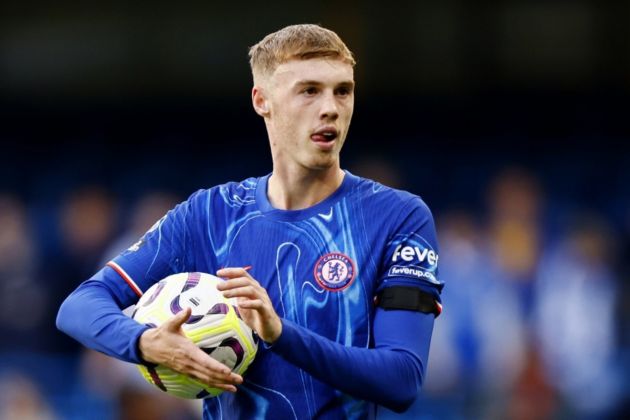 Chelsea’s Cole Palmer poses with the match ball after scoring four goals during the English Premier League soccer match between Chelsea FC and Brighton & Hove Albion at Stamford Bridge in London, Britain, 28 September 2024. EPA-EFE/TOLGA AKMEN EDITORIAL USE ONLY. No use with unauthorized audio, video, data, fixture lists, club/league logos, 'live' services or NFTs. Online in-match use limited to 120 images, no video emulation. No use in betting, games or single club/league/player publications.