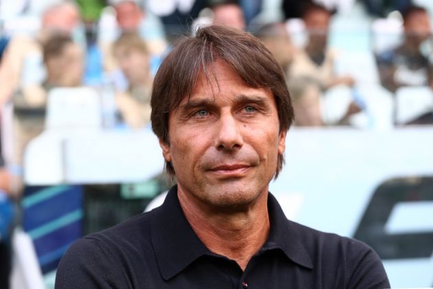 TURIN, ITALY - SEPTEMBER 21: Antonio Conte, Head Coach of Napoli, looks on prior to the Serie A match between Juventus and Napoli at on September 21, 2024 in Turin, Italy. (Photo by Marco Luzzani/Getty Images)